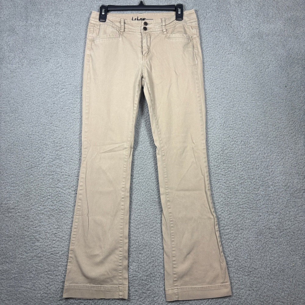 Bebop Originals Pants Womens 7 Khaki Tan Flare Leg Low Rise Stretch Cotton 2116